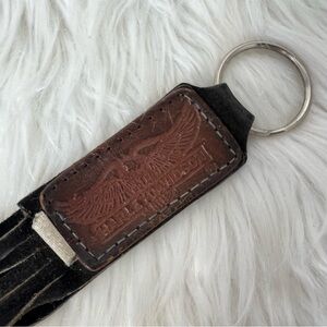 Harley-Davidson Vintage Leather Fringe Leather Tassel Keychain Bikercore Moto